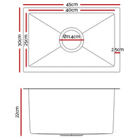 Thumbnail for Cefito 30cm x 45cm Stainless Steel Kitchen Sink Under/Top/Flush Mount Black