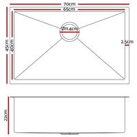 Thumbnail for Cefito 70cm x 45cm Stainless Steel Kitchen Sink Under/Top/Flush Mount Black