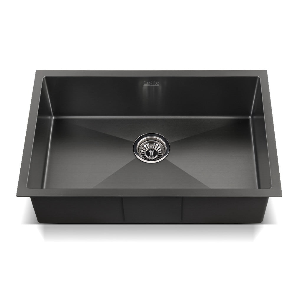 Cefito 70cm x 45cm Stainless Steel Kitchen Sink Under/Top/Flush Mount Black