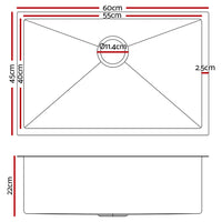 Thumbnail for Cefito 60cm x 45cm Stainless Steel Kitchen Sink Under/Top/Flush Mount Black