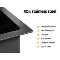 Thumbnail for Cefito 60cm x 45cm Stainless Steel Kitchen Sink Under/Top/Flush Mount Black