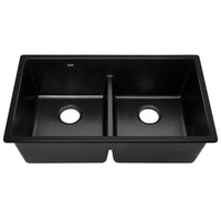 Thumbnail for Cefito Stone Kitchen Sink 790X460MM Granite Under/Topmount Basin Double Bowl Black