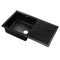 Thumbnail for Cefito Stone Kitchen Sink 860X500MM Granite Under/Topmount Basin Bowl Laundry Black