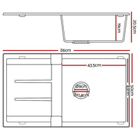 Thumbnail for Cefito Stone Kitchen Sink 860X500MM Granite Under/Topmount Basin Bowl Laundry Black