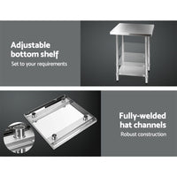 Thumbnail for Cefito 610 x 610m Commercial Stainless Steel Kitchen Bench