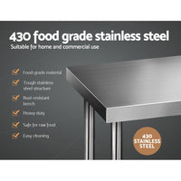 Thumbnail for Cefito 610 x 1524mm Commercial Stainless Steel Kitchen Bench