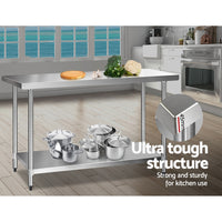 Thumbnail for Cefito 610 x 1524mm Commercial Stainless Steel Kitchen Bench