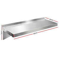 Thumbnail for Cefito 900mm Stainless Steel Wall Shelf Kitchen Shelves Rack Mounted Display Shelving