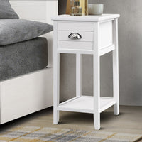 Thumbnail for Artiss Bedside Table Nightstand Drawer Storage Cabinet Lamp Side Shelf White