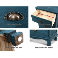 Thumbnail for Artiss Bedside Table 3 Drawers Vintage - THYME Blue