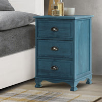 Thumbnail for Artiss Bedside Table 3 Drawers Vintage - THYME Blue