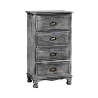 Thumbnail for Artiss Bedside Tables Drawers Cabinet Vintage 4 Chest of Drawers Grey Nightstand