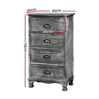 Thumbnail for Artiss Bedside Tables Drawers Cabinet Vintage 4 Chest of Drawers Grey Nightstand