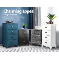 Thumbnail for Artiss Bedside Tables Drawers Cabinet Vintage 4 Chest of Drawers Grey Nightstand