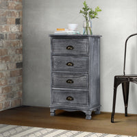 Thumbnail for Artiss Bedside Tables Drawers Cabinet Vintage 4 Chest of Drawers Grey Nightstand