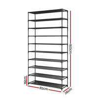 Thumbnail for Artiss Shoe Rack 10-Tier (50 Pair) Shoes Organiser DIY Stackable Organizer Storage Shelf Stand Holder Portable Wardrobe Black