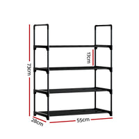 Thumbnail for Artiss Shoe Rack Stackable Shelves 4 Tiers 55cm Shoes Storage Stand Black