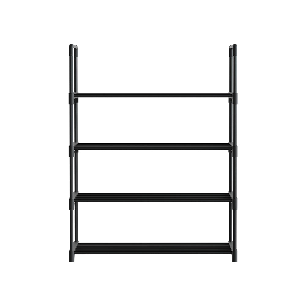 Artiss Shoe Rack Stackable Shelves 4 Tiers 55cm Shoes Storage Stand Black