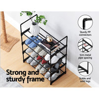 Thumbnail for Artiss Shoe Rack Stackable Shelves 4 Tiers 55cm Shoes Storage Stand Black