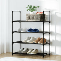 Thumbnail for Artiss Shoe Rack Stackable Shelves 4 Tiers 55cm Shoes Storage Stand Black