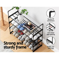 Thumbnail for Artiss Shoe Rack Stackable 4 Tiers 80cm Shoes Shelves Storage Stand Black