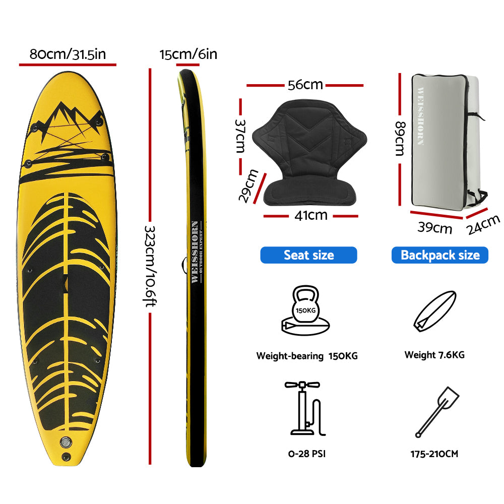 10ft Inflatable Kayak-Stand Up Paddle Board-Surfboard-Weisshorn