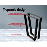 Thumbnail for Artiss 2x Coffee Dining Table Legs 71x65/40CM Industrial Vintage Bench Metal Trapezoid