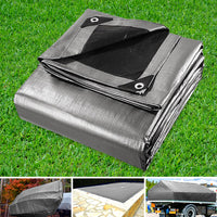 Thumbnail for Instahut 3.6x4.8m Tarp Camping Tarps Poly Tarpaulin Heavy Duty Cover 180gsm Silver