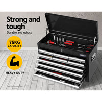 Thumbnail for Giantz 10-Drawer Tool Box Chest Cabinet Garage Storage Toolbox Black Silver