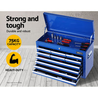 Thumbnail for Giantz 10-Drawer Tool Box Chest Cabinet Garage Storage Toolbox Blue