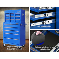 Thumbnail for Giantz 14 Drawers Toolbox Chest Cabinet Mechanic Trolley Garage Tool Storage Box