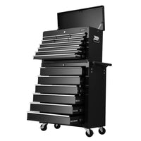 Thumbnail for Giantz Tool Box Chest Trolley 16 Drawers Cabinet Cart Garage Toolbox Black