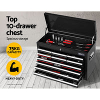 Thumbnail for Giantz Tool Box Chest Trolley 16 Drawers Cabinet Cart Garage Toolbox Black