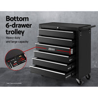 Thumbnail for Giantz Tool Box Chest Trolley 16 Drawers Cabinet Cart Garage Toolbox Black