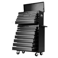 Thumbnail for Giantz Tool Chest and Trolley Box Cabinet 16 Drawers Cart Garage Storage Black