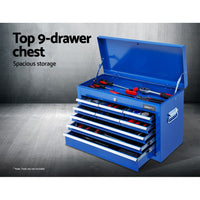 Thumbnail for Giantz Tool Chest and Trolley Box Cabinet 16 Drawers Cart Garage Storage Blue