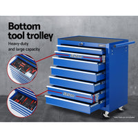 Thumbnail for Giantz Tool Chest and Trolley Box Cabinet 16 Drawers Cart Garage Storage Blue