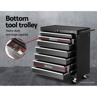 Thumbnail for Giantz 17 Drawers Tool Box Trolley Chest Cabinet Cart Garage Mechanic Toolbox Black