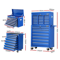 Thumbnail for Giantz 17 Drawers Tool Box Trolley Chest Cabinet Cart Garage Mechanic Toolbox Blue