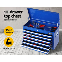 Thumbnail for Giantz 17 Drawers Tool Box Trolley Chest Cabinet Cart Garage Mechanic Toolbox Blue