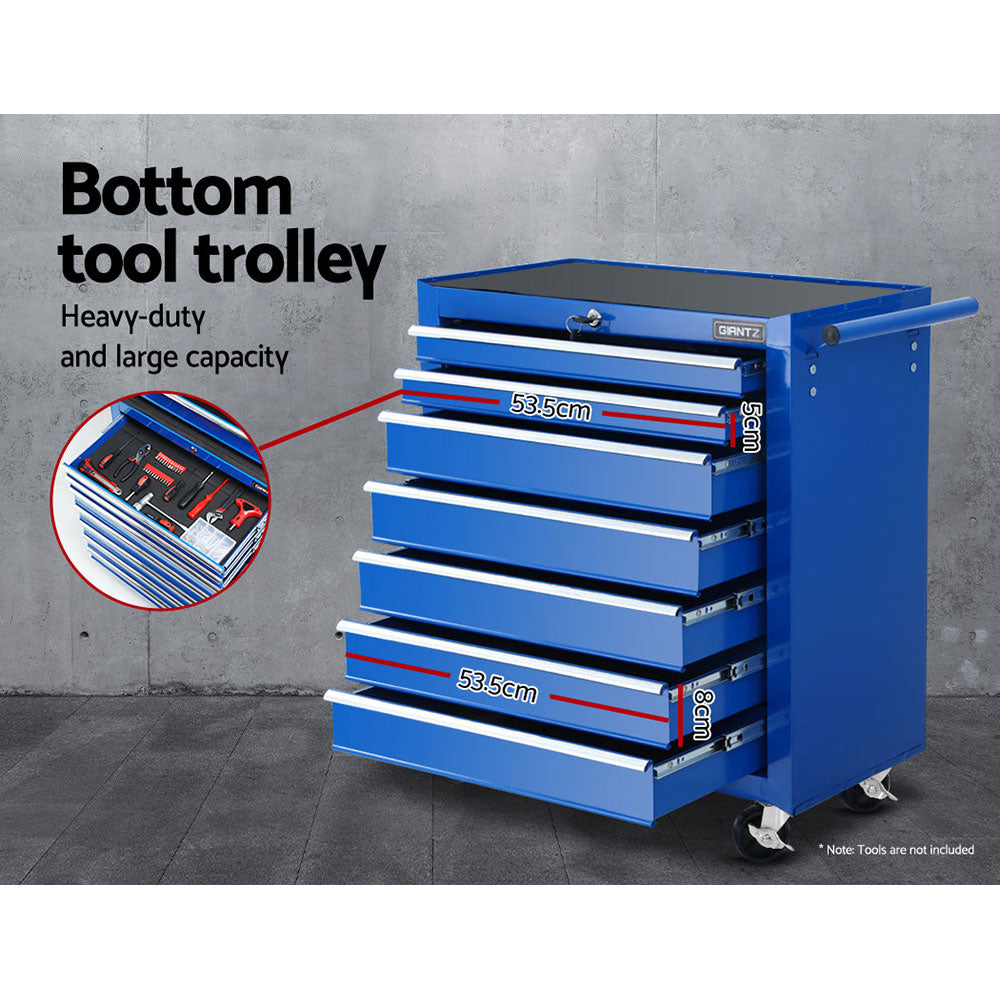 Giantz 17 Drawers Tool Box Trolley Chest Cabinet Cart Garage Mechanic Toolbox Blue