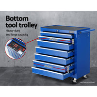 Thumbnail for Giantz 17 Drawers Tool Box Trolley Chest Cabinet Cart Garage Mechanic Toolbox Blue