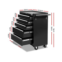 Thumbnail for Giantz 5 Drawer Mechanic Tool Box Cabinet Storage Trolley - Black