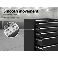 Thumbnail for Giantz 5 Drawer Mechanic Tool Box Cabinet Storage Trolley - Black