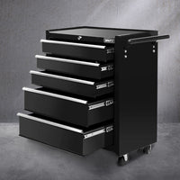 Thumbnail for Giantz 5 Drawer Mechanic Tool Box Cabinet Storage Trolley - Black