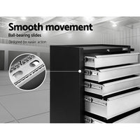 Thumbnail for Giantz 5 Drawer Mechanic Tool Box Cabinet Storage Trolley - Black & Grey