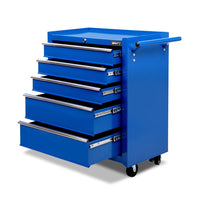 Thumbnail for Giantz 5 Drawer Mechanic Tool Box Cabinet Storage Trolley - Blue