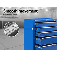 Thumbnail for Giantz 5 Drawer Mechanic Tool Box Cabinet Storage Trolley - Blue