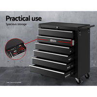 Thumbnail for Giantz Tool Box Trolley Chest Cabinet 6 Drawers Cart Garage Toolbox Set Black