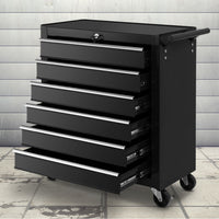 Thumbnail for Giantz Tool Box Trolley Chest Cabinet 6 Drawers Cart Garage Toolbox Set Black